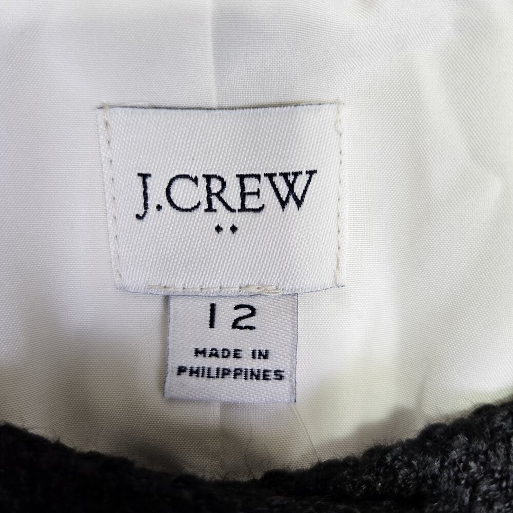 J.Crew Tweed Lady Jacket Womens 12 Black White Preppy Blazer Gold Crested Button - Picture 12 of 16